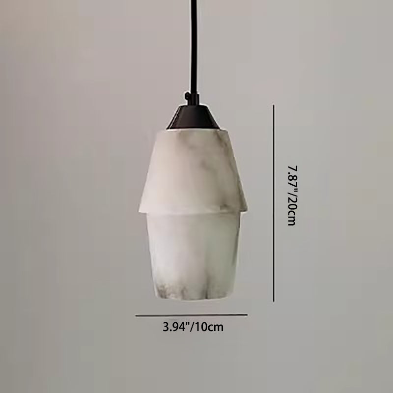 Moderne minimalistische Zylinder Kupfer Marmor 1-Licht Pendelleuchte für Schlafzimmer 
