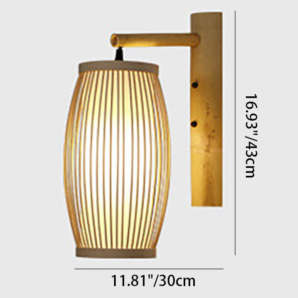 Traditionelle chinesische Weberei Bambuskäfig Form 1-Licht Wandleuchte für Wohnzimmer 