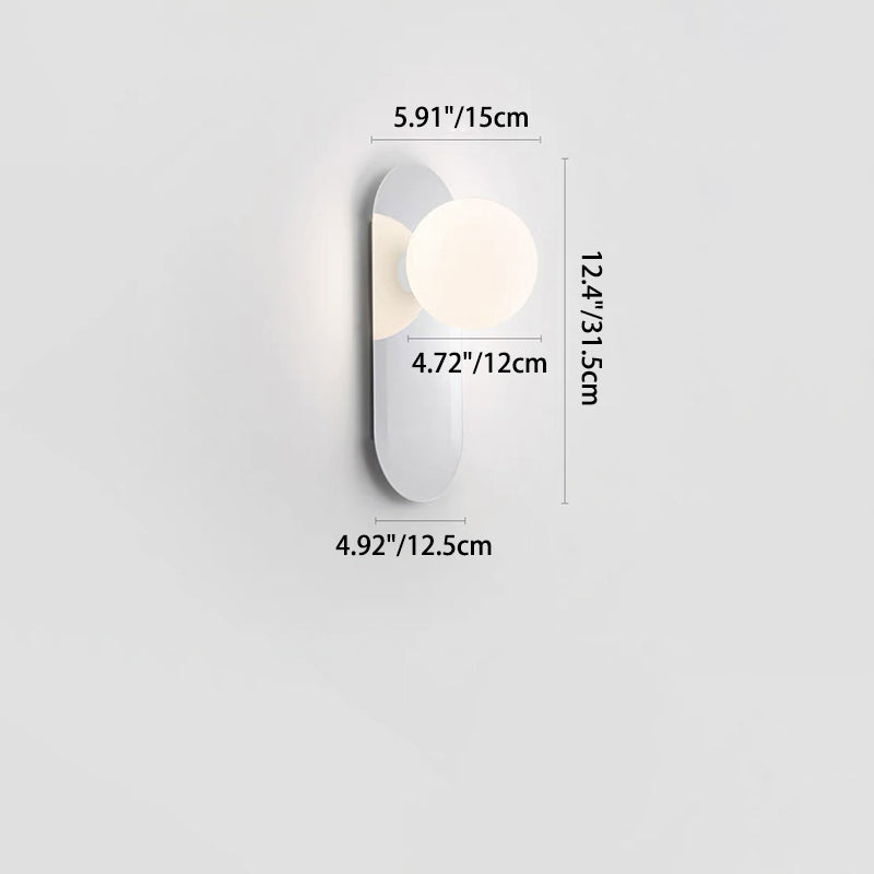 Lámpara Aplique de Pared de 1 Luz de Vidrio y Base de Disco Esférico Minimalista Moderna de Hierro para Dormitorio 