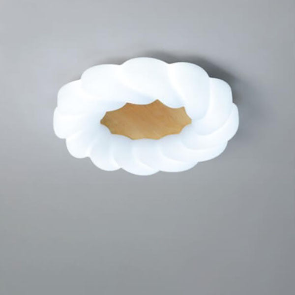Contemporary Creative Petals Hardware PE Wood Grain LED Flush Mount Ceiling Light for Bedroom