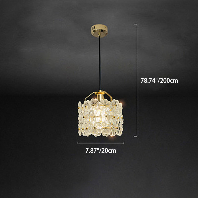 Suspension à 1 lumière avec matériel en cristal rond à pétales de fleurs traditionnelles françaises pour chambre 
