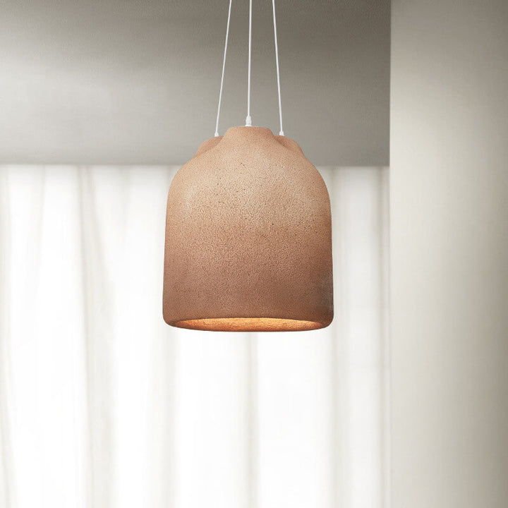 Contemporary Industrial High Density EPS Cylinder Jar Handmade 3- Light Pendant Light For Dining Room