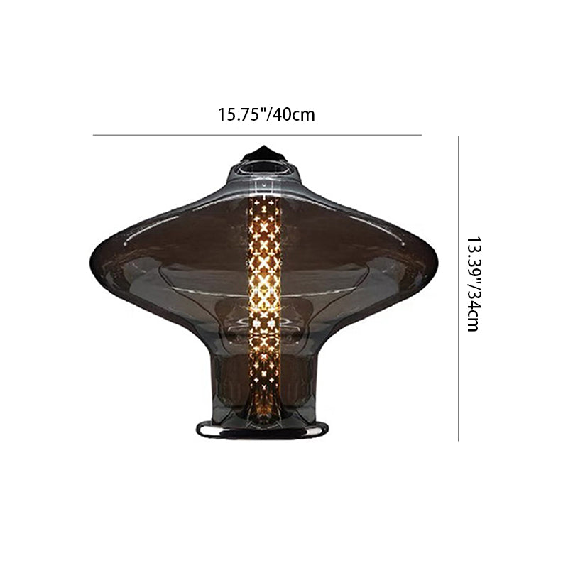 Moderne minimalistische geometrische rauchgraue Glas-Hardware-LED-Tischlampe für das Home Office 