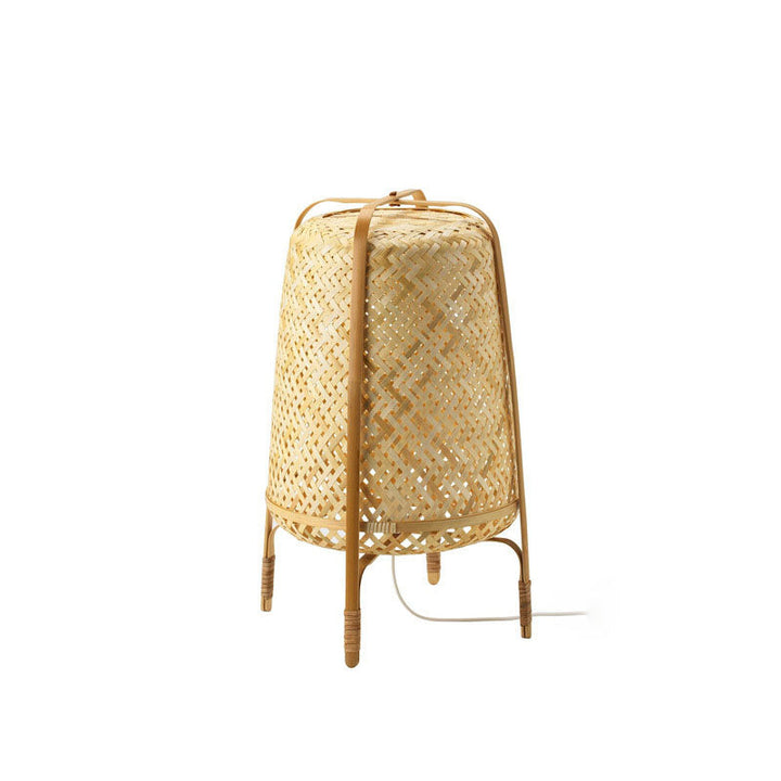 Lampe de sol traditionnelle japonaise cylindrique en bambou tissé à la main 1 lumière pour chambre 