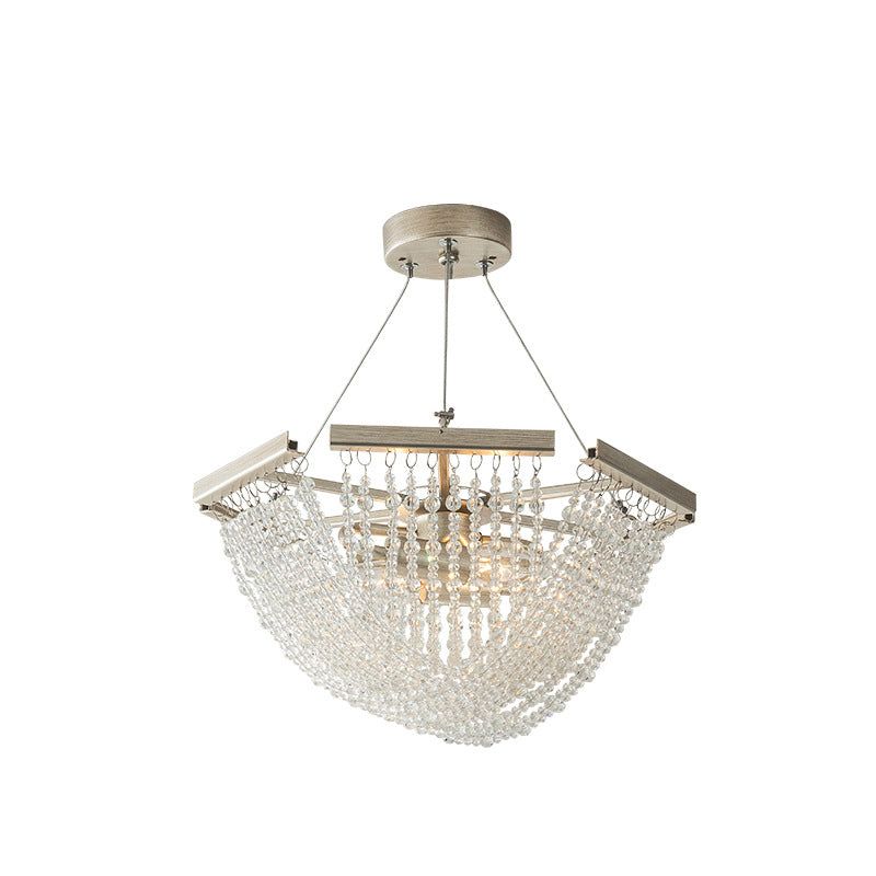 Zeitgenössischer Luxus Mesh Shade Iron Crystal 2/6 Licht Kronleuchter für Wohnzimmer 