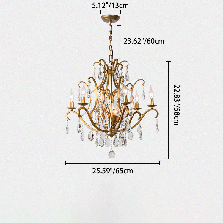 Chandelier traditionnel français avec cadre rond en cristal et fer, 5/9/12 lumières pour salon 