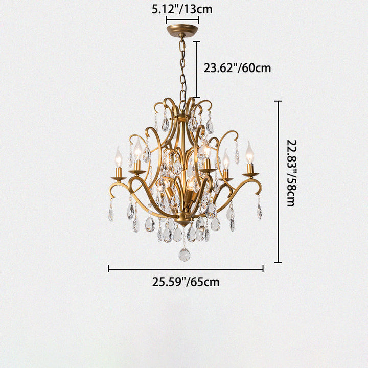 Chandelier traditionnel français avec cadre rond en cristal et fer, 5/9/12 lumières pour salon 