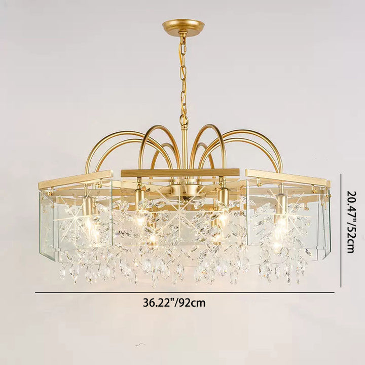Lustre Moderne Carré en Acrylique et Fer avec Cristaux 4/8 Lumières pour Salon 