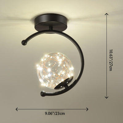 Modern Creative Ball Full Of Stars Hardware Glass LED Semi-Flush Mount Ceiling Light