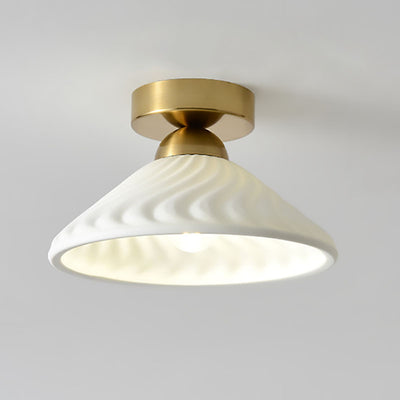 Modern Light Luxury Ceramic Disc 1-Light Semi-Flush Mount Lighting