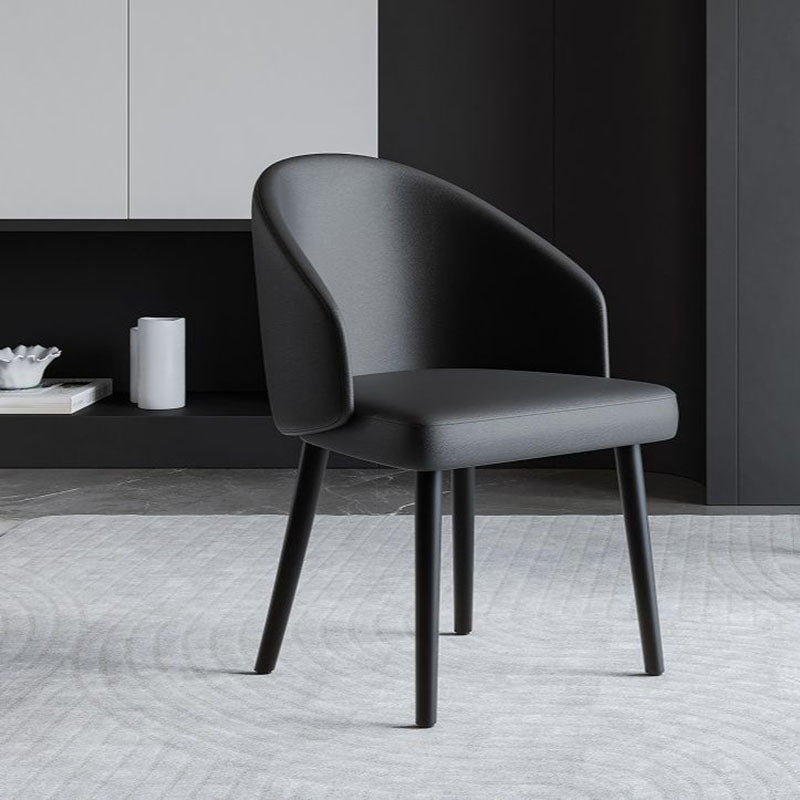 Chaise de salle à manger contemporaine nordique avec dossier en cuir PU, structure trapézoïdale, en bois de frêne, pour salle à manger 
