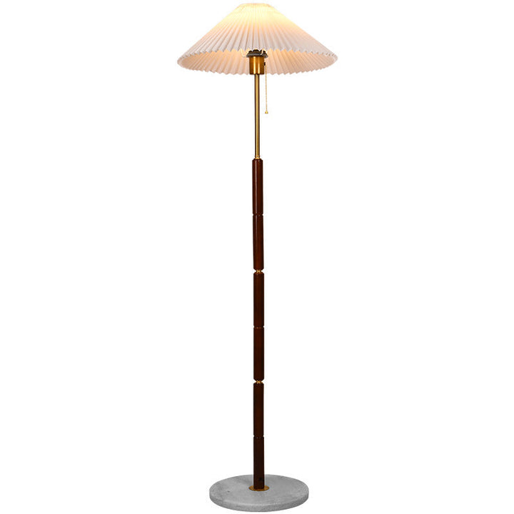 Lampe de sol traditionnelle japonaise avec abat-jour conique plissé en plastique et base en marbre à 1 lumière pour bureau à domicile 