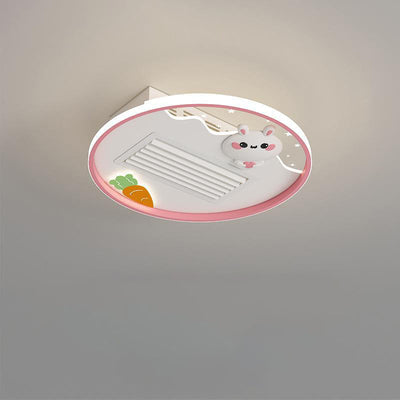 Contemporary Creative Acrylic Astronaut Moon LED Kids Flush Mount Ceiling Invisible Bladeless Fan Light For Bedroom