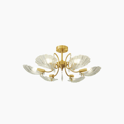 Moderne minimalistische Shell Kupfer Glas 3/6/8 Licht Kronleuchter für Wohnzimmer 