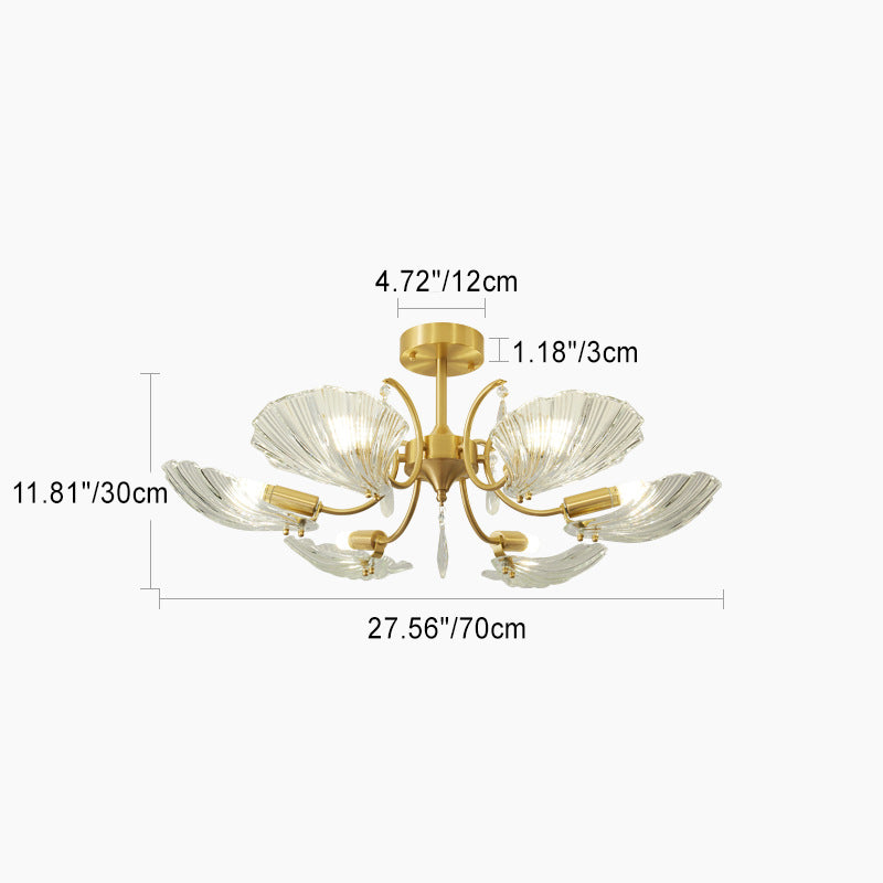 Moderne minimalistische Shell Kupfer Glas 3/6/8 Licht Kronleuchter für Wohnzimmer 