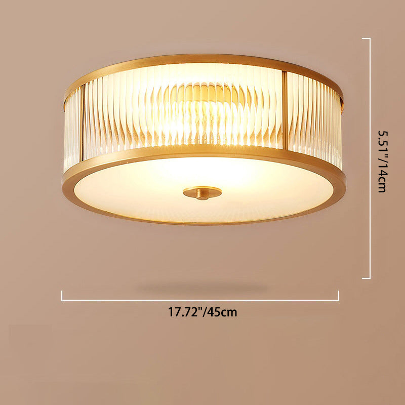 Plafonnier traditionnel européen rond en verre de cuivre 3/4/6 lumières pour salon 
