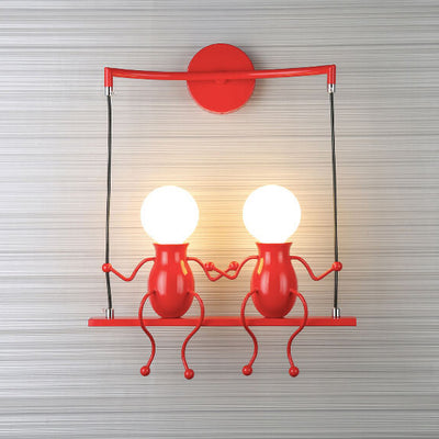 Contemporary Creative Iron Children's Ball 2-Light Wall Sconce Lamp For Bedroom