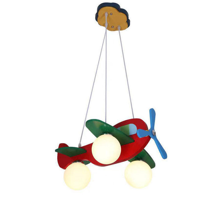 Lustre contemporain en bois créatif avec trois lumières en verre pour chambre 