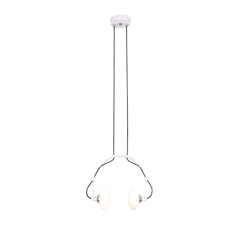 Lámpara de araña contemporánea con pantalla de vidrio de hierro y auriculares creativos de 2 luces para sala de estar 