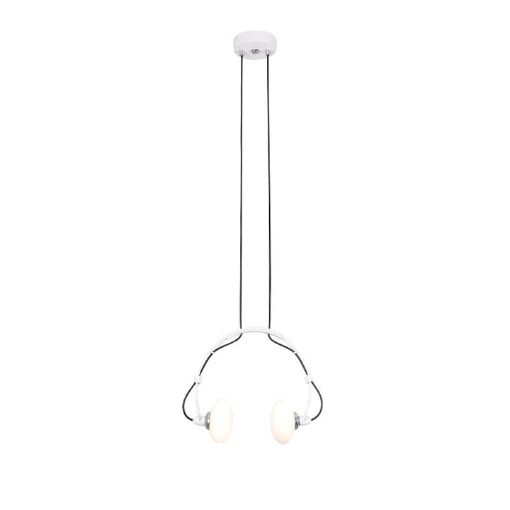 Lámpara de araña contemporánea con pantalla de vidrio de hierro y auriculares creativos de 2 luces para sala de estar 