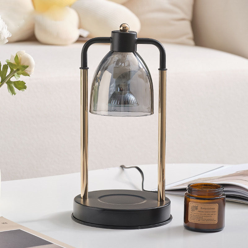 Lámpara de mesa rectangular nórdica contemporánea de hierro y vidrio cónico de 1 luz con cera derretida para dormitorio 