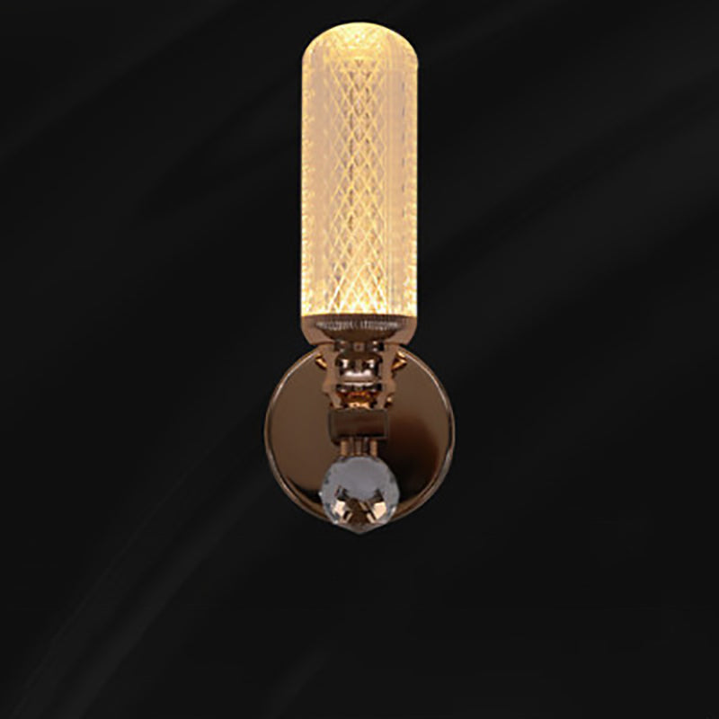 Modern Luxury Cylindrical Hardware Acrylic 1-Light Wall Sconce Lamp