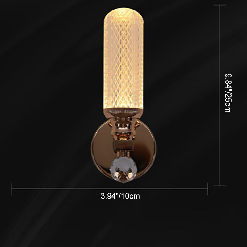 Modern Luxury Cylindrical Hardware Acrylic 1-Light Wall Sconce Lamp