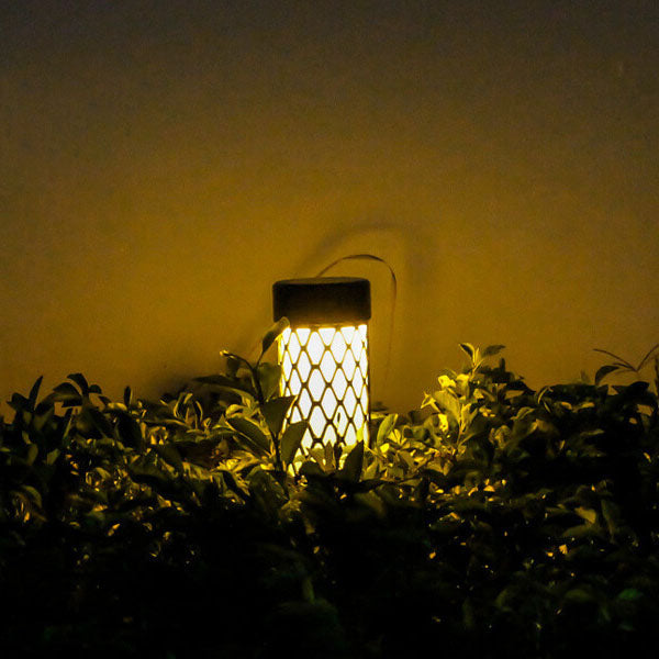 ضوء حديقة LED بإدخال أرضي على شكل قفص أسطواني منسوج من ABS مقاوم للماء يعمل بالطاقة الشمسية 