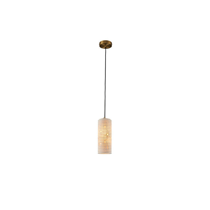 Traditional Chinese Marble Column Copper 1-Light Pendant Light For Bedroom