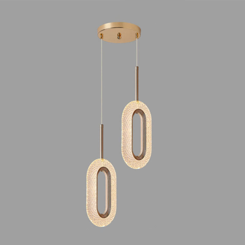 Zeitgenössischer Luxus Zinklegierung Acrylschirm Ovaler Ring LED Kronleuchter für das Wohnzimmer 