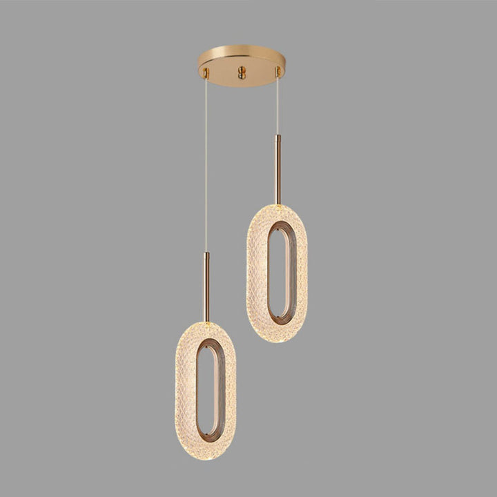 Zeitgenössischer Luxus Zinklegierung Acrylschirm Ovaler Ring LED Kronleuchter für das Wohnzimmer 