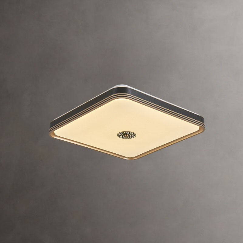 Traditional Chinese Square Geometric Acrylic LED Flush Mount Ceiling Light For Living Room
