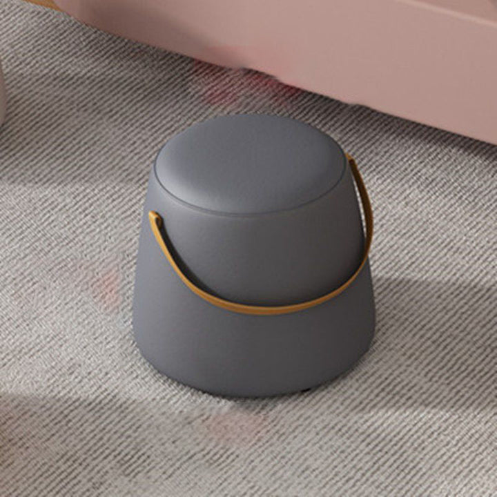Modern Minimalist Round Column Cotton Linen Microfiber Leather Wood Chair Backless Armless For Living Room