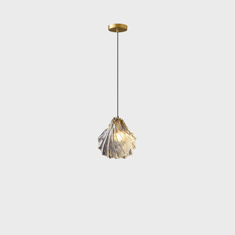 Moderne minimalistische Shell alle Kupfer Glas 1-Licht Pendelleuchte für Schlafzimmer 
