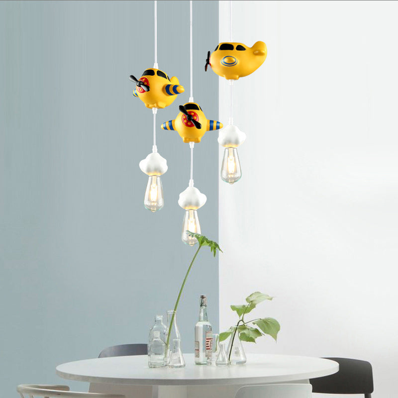 Lustre moderne Art Déco pour enfants en résine Avion Nuage 1/3 Lumière pour salle à manger 