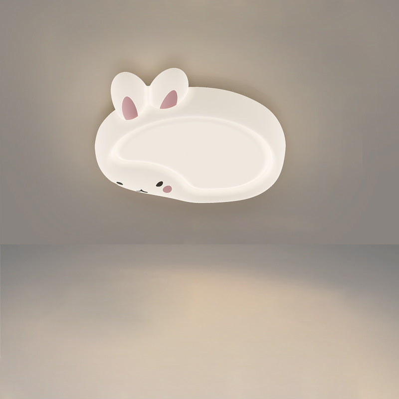 Modern Art Deco Bunny Bear PC Iron LED Flush Mount Ceiling Light For Bedroom