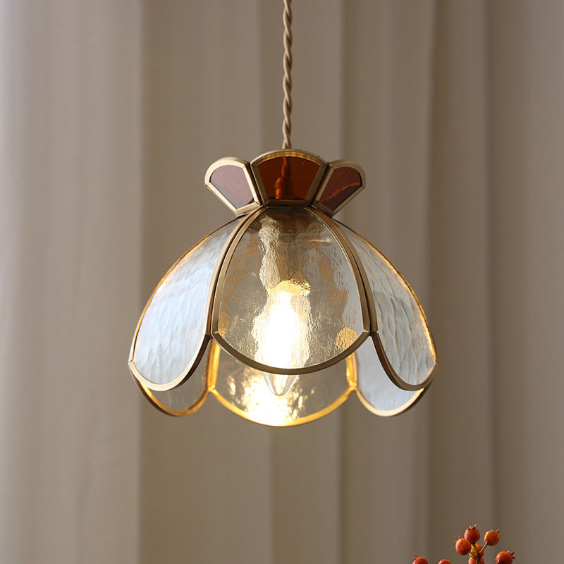 Lustre Suspendu à 1 Lumière en Verre Cuivre avec Couronne Cœur Vintage Traditionnelle pour Chambre 