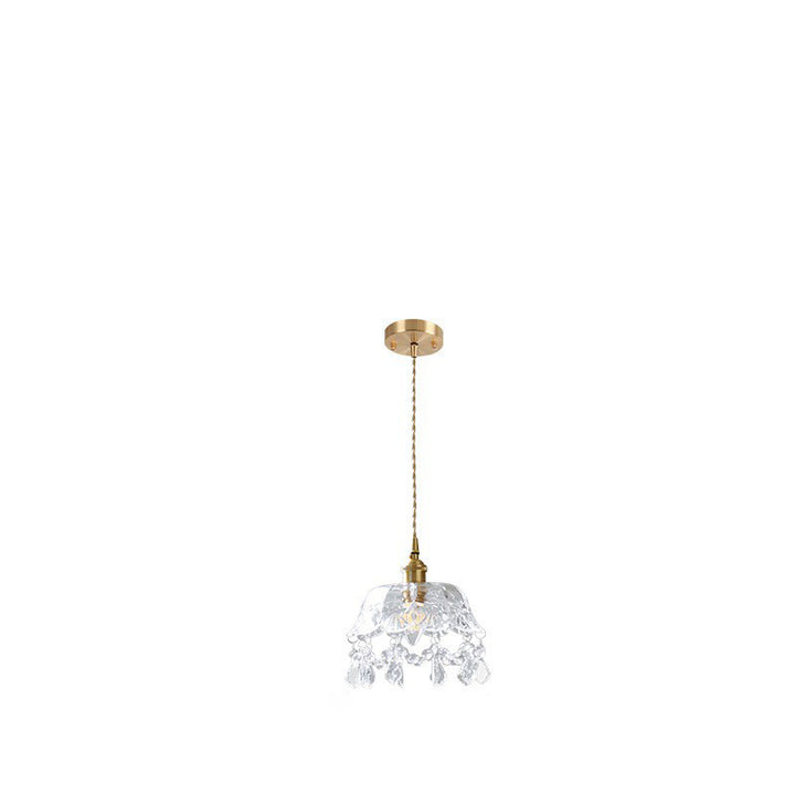 Moderne Art Deco Messing Rahmen Kristall Runde Glas Schatten 1-Licht Pendelleuchte für Wohnzimmer 