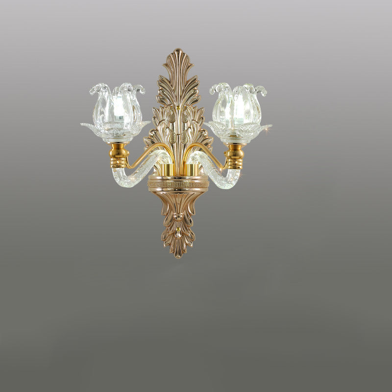 Applique murale traditionnelle en cristal français avec fleur en cristal, matériel en verre, 1/2 lumières pour salon 
