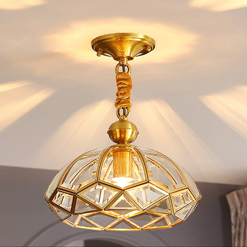 Moderne Luxus Gold Finish Rahmen geometrische Glas Schatten 1-Licht Pendelleuchte für Schlafzimmer 