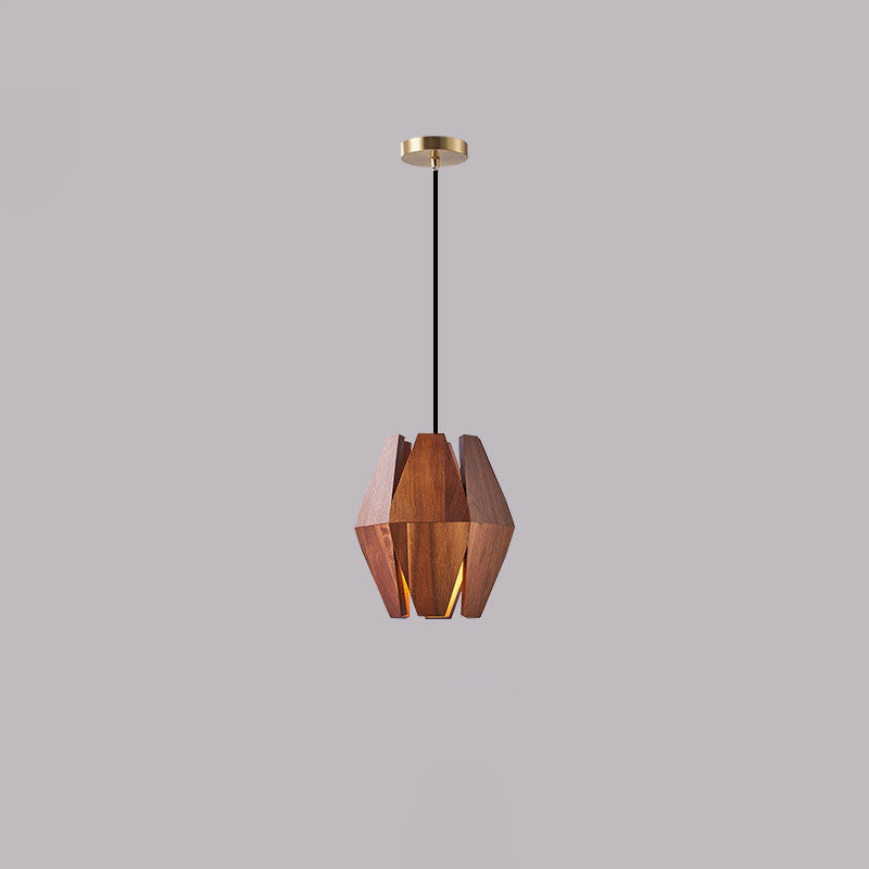 Traditionelle japanische runde Hardware Holz 1-Licht Pendelleuchte für Wohnzimmer 