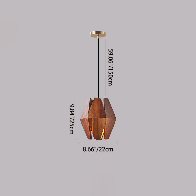 Traditionelle japanische runde Hardware Holz 1-Licht Pendelleuchte für Wohnzimmer 