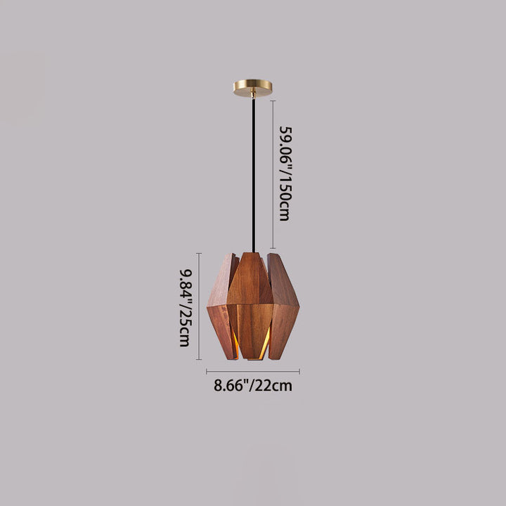 Traditionelle japanische runde Hardware Holz 1-Licht Pendelleuchte für Wohnzimmer 
