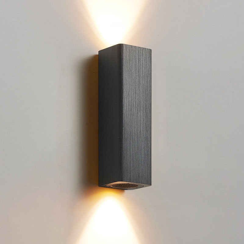 Nordic Minimalist Brushed Aluminum Rectangular Column LED Wall Sconce Lamp