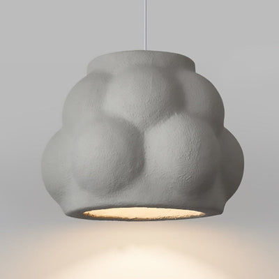 Lámpara colgante de 1 luz de microcemento en forma de burbuja de gota de agua de imitación japonesa tradicional para sala de estar 