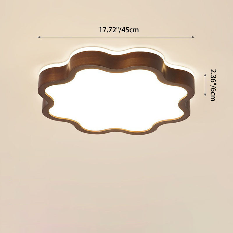 Luz de techo LED de montaje empotrado de acrílico y madera en forma de ciruela creativa contemporánea para dormitorio 