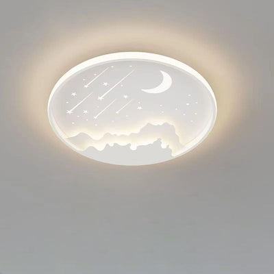 Plafonnier LED en fer météore lune ronde minimaliste moderne pour chambre à coucher 