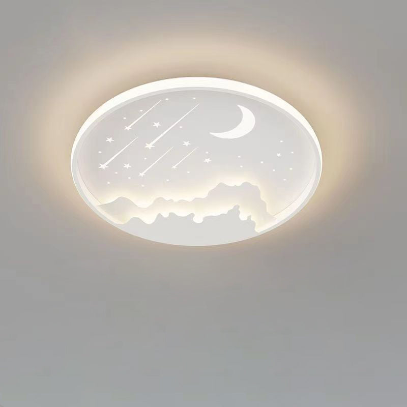 Plafonnier LED en fer météore lune ronde minimaliste moderne pour chambre à coucher 