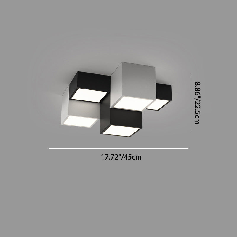 Modern Minimalist Cube Iron Acrylic LED Flush Mount Ceiling Light For Living Room