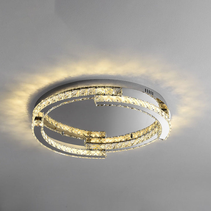 Luz de techo empotrada LED de cristal de acero inoxidable redonda de lujo moderno para dormitorio 